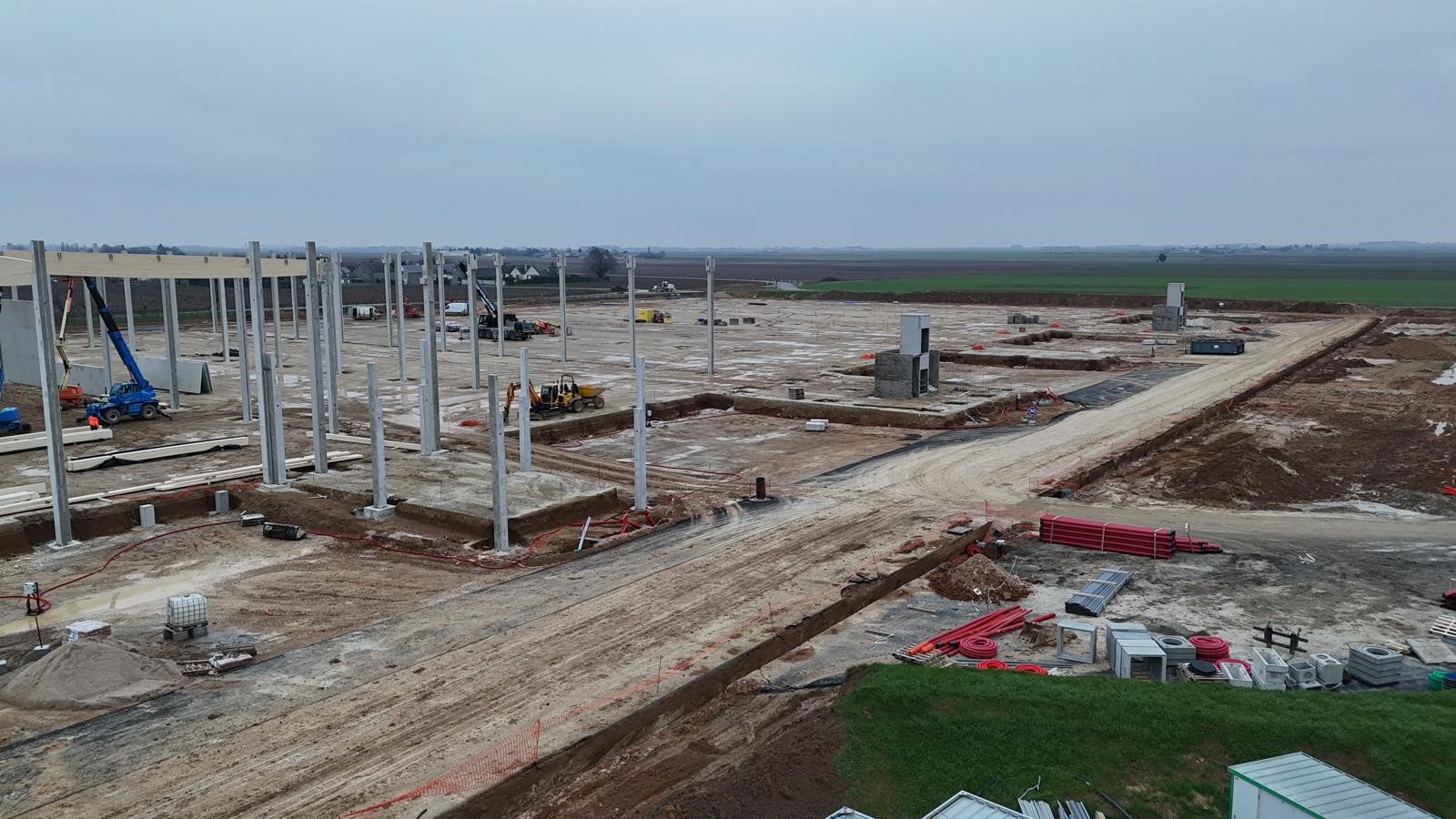 chantier plateforme logistique Toury